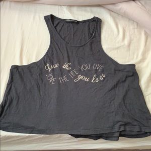 Gray tank muscle crop top